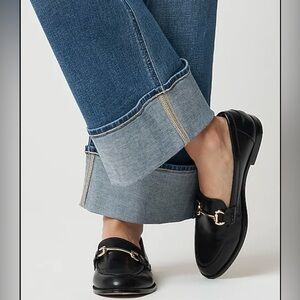 J.Crew Black Leather Loafers Women’s 8.5 Gold Horsebit Classic